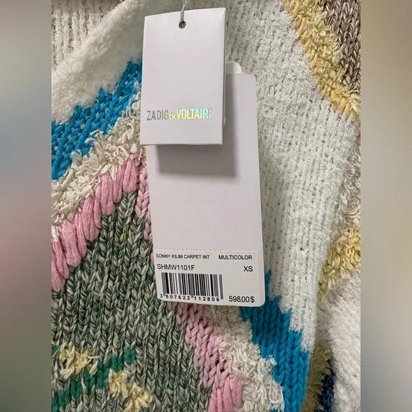 Zadig & Voltaire Sonny Kilim Carpet Intarsia Multicolor Sweater Size XS - Picture 4 of 11